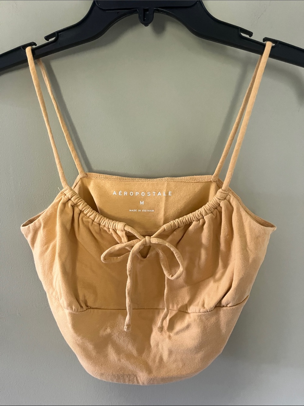 Aeropostale Golden Yellow Cinched Tie-Front Crop Top Camisole. Size M.